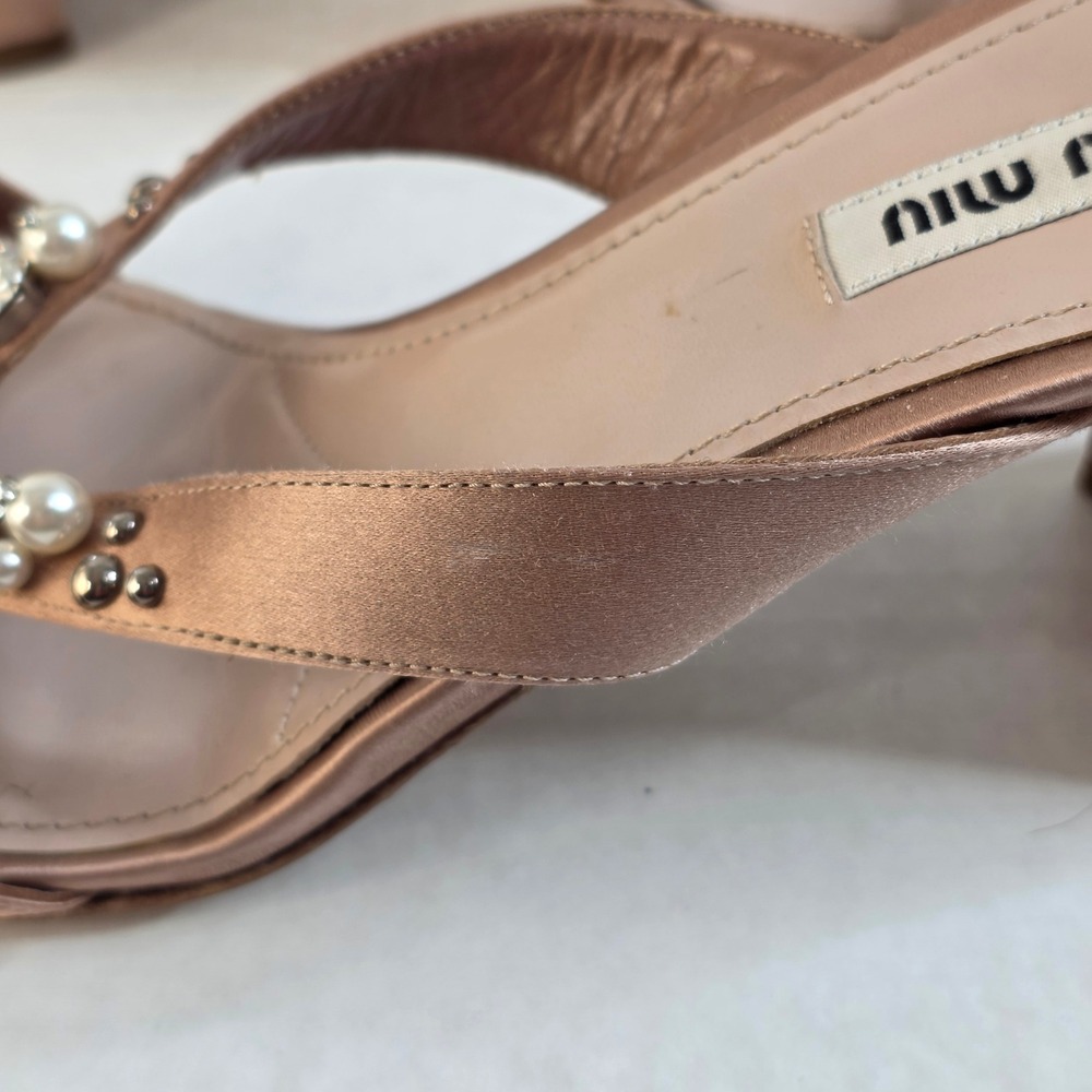 Miu Miu Cipria Shoes Satin Crystal & Pearl Wedding Bride elegant 40 US 9.5 Chic - Picture 9 of 12